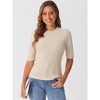 Allegra K Women's Crew Neck Ruched Solid Half Sleeve Basic Casual Top - 4 of 4