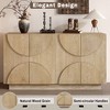ModernLuxe 4-Door Buffet Sideboard with Adjustable Shelves  & Semi-Circular Handles, Distressed Finish Storage Cabinet, Black/Natural - 4 of 4