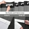 No Hook Shower Curtain with Snap in Liner Set Black Waffle Bathroom 75 inch Lx 72 inch - 2 of 4