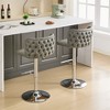 Bar Stools Set of 2, Upholstered 360° Swivel Bar Chairs Modern Bar Stools, Height Adjustable Stool with Chrome Base for Kitchen Island Home Bar - 3 of 4