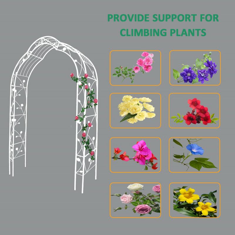Lorna 59''x98.4''Arch Metal Garden Trelli, Wedding Arch Party, Tiered Planters for Flowers, Assemble Freely Outdoor Furniture - The Pop Home, 4 of 9