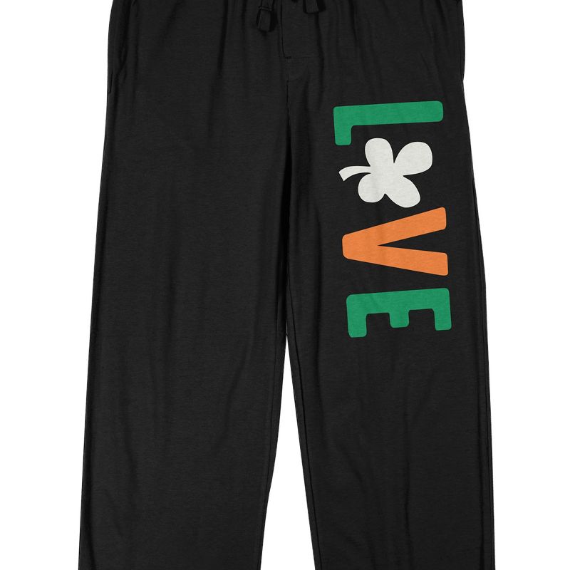 St. Patrick's Day Irish Love Men's Black Sleep Pajama Pants, 2 of 4