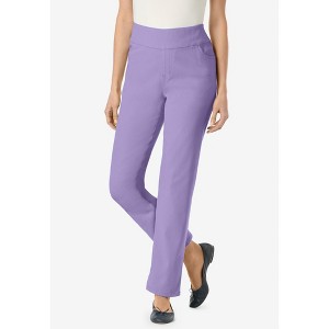 Woman Within Plus Size Flex-Fit Pull-On Straight-Leg Denim Jean - 1 of 4