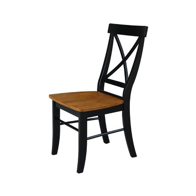 Elegant Black and Cherry Red Cross Back Upholstered Side Chairs, Set of 2
