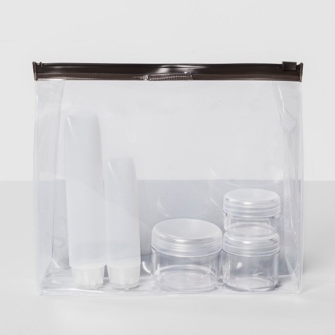 Sonia Kashuk Clear Travel Kit TSA-Compliant Containers Travel Bottles 7 Pieces 