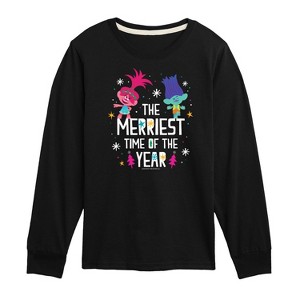 Boys' - Trolls - The Merriest Time Of The Year Poppy and Branch Long Sleeve Graphic T-Shirt - 1 of 4