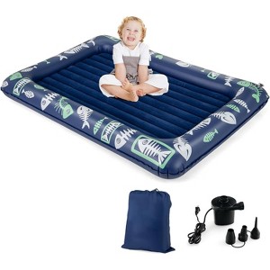 Safstar Inflatable Toddler Travel Bed, Kids Air Mattress Set w/Electric Pump, 4 Sides Safety Bumper & 2-in-1 Multifunctional Design - 1 of 4