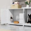 Cat Litter Box Enclosure with 2 Storage Shelves, Hidden Cat Furniture Cabinet with Double Doors, Scratch Pad, Indoor Cat House & Bookshelf Design - 4 of 4
