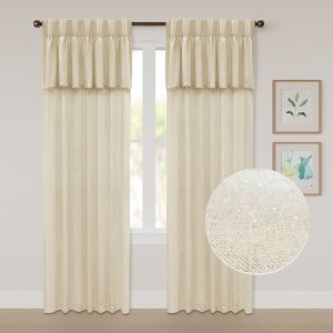 Awesome Home  Sparkle Linen Back Tab with Attached Valance Pair - 1 of 4