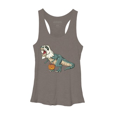 Women's Design By Humans Trex Ghost Costume Design Funny Halloween Dinosaur By Threadlets Racerback Tank Top