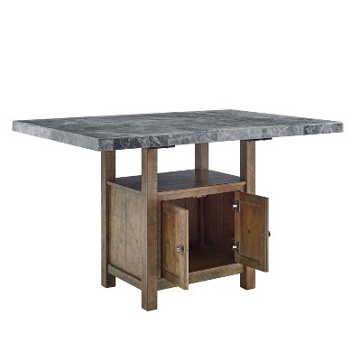 Grayson Gray Marble and Driftwood 7-Piece Counter Dining Set