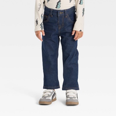 Toddler Boys' Straight Fit Button Front Denim Pants - Cat & Jack™ Dark Wash