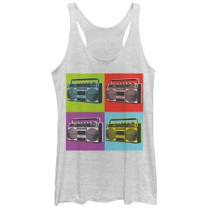 Women's Lost Gods Pop Boombox Squares Racerback Tank Top - 1 of 3