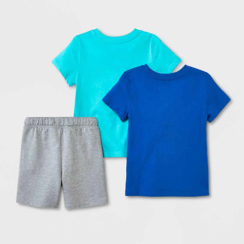 Toddler Boys&#39; 3pk Short Sleeve T-Shirt and French Terry Shorts Set - Cat &#38; Jack&#8482; Blue/Gray, 3 of 6