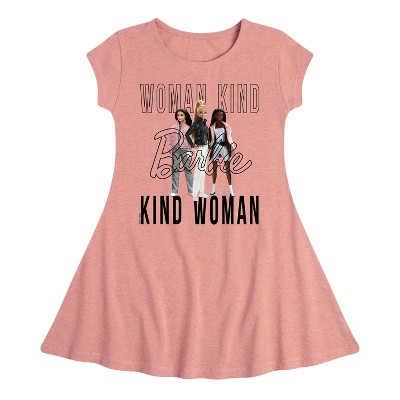 Girls' - Barbie - Woman Kind, Kind Woman Fit & Flair Cap Sleeve Graphic Dress