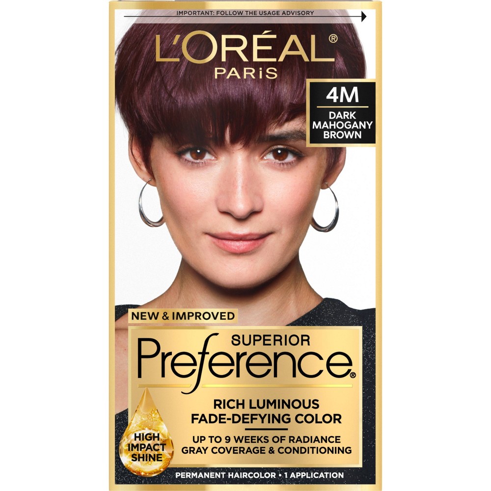 Photos - Hair Dye LOreal L'Oreal Paris Superior Preference Fade-Defying Color + Shine System - 6.5 fl oz - 4M Dark Mahogany Brown - 1 Kit 