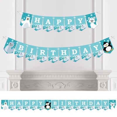 Big Dot of Happiness Arctic Polar Animals - Winter Birthday Party Bunting Banner - Birthday Party Decorations - Happy Birthday