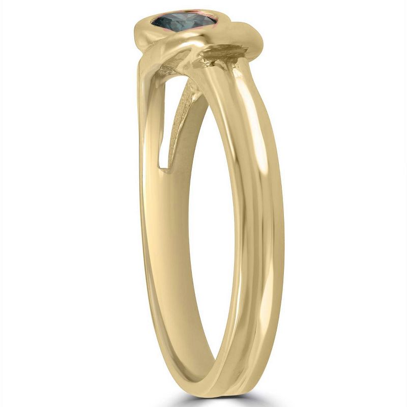 Pompeii3 1/5ct Knot Treated Blue Diamond Solitaire Promise Ring 14K Yellow Gold, 2 of 5