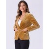 INSPIRE CHIC Women's Office Solid Shawl Collar Jetted Pockets One Button Velvet Blazer - 3 of 4