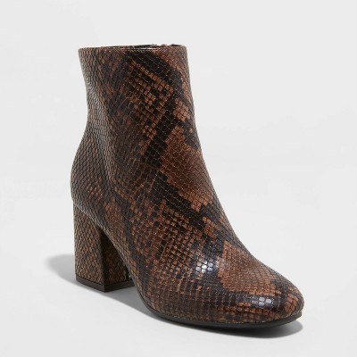 tan snake print boots