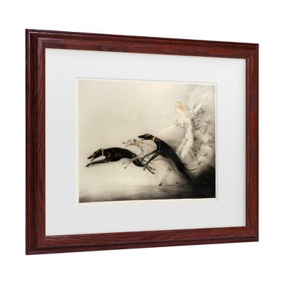 Trademark Fine Art -Vintage Apple Collection 'Art Deco Woman Greyhounds' Matted Framed Art
