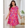 Garvee Womens Plus Size Dress Crew Neck Ruffle Sleeve Casual Swing Flowy Tiered Midi T shirt Dresses with Pockets - 2 of 4