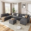 U-Shaped Modular Sectional Sofa Couch with Storage, Seater Convertible Sofa with Ottomans, Velveteen Fabric Sofa for Living Room, Grey - 3 of 4