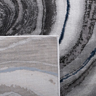 Abstract Swirls 5'3" x 7'6" Blue/Grey Synthetic Area Rug