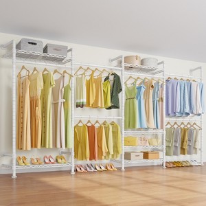 Timate F4 Wall Mounted Clothes Rack Industrial Pipe Clothing Rack , Expandable Garment Rack Heavy Duty Wardrobe Closet, Adjustable Closet - 1 of 4