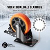VEVOR Caster Wheels, 4-inch Swivel Plate Casters, Set of 4, with Security A/B Locking No Noise PVC Wheels, Heavy Duty 350 lbs Load Capacity,Orange - 3 of 4