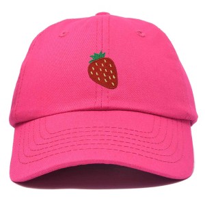 Dalix Strawberry Embroidered Cotton Dad Hat Fruit Adjustable Casual Baseball Cap Nature Womens - 1 of 4