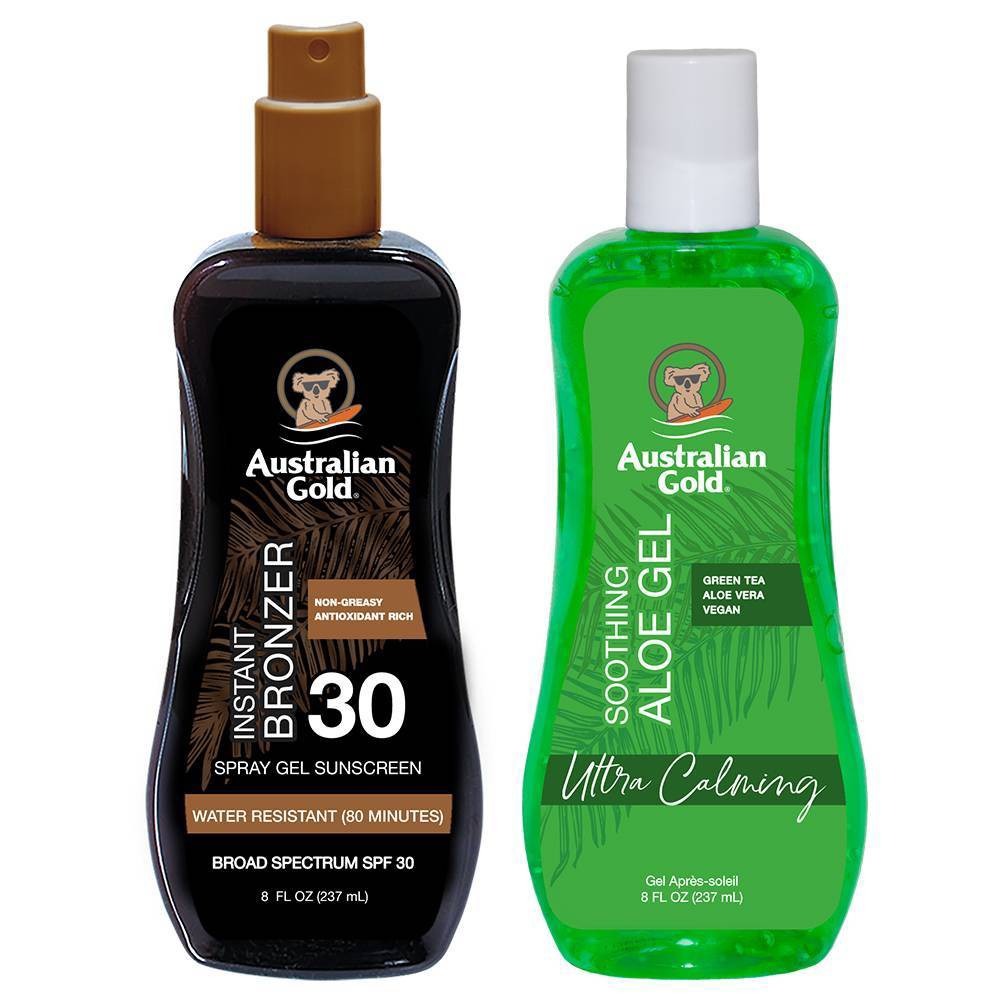 Photos - Cream / Lotion Australian Gold SPF 30 Spray Gel with Bronzer & Soothing Aloe - 2ct/16 fl oz 