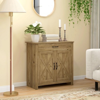NicBex Farmhouse 2-Doors Sideboard,Kitchen Storage Cabinets with 2 Barn Doors and Drawer for Kitchen,Living room,and Dining Room
