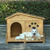 CAVINAS 58"W Pet House with Water-Resistant Asphalt Roof and Fencing,Pet Crate with Porch,Dog Kennel with Paw Print for Indoor and Outdoor,Natural - 2 of 4