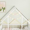 TIRAMISUBEST Twin/Full Size Wood House-Shaped Platform Bed with Fence, Semi-Open Design Kids Floor Bed Frame - 4 of 4