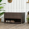 Outsunny Outdoor Deck Box & Shoe Storage, PE Rattan Wicker Towel Rack with Liner for Indoor, Outdoor, Pool, Toys, Garden Tools - 2 of 4