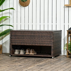 Gulches Outdoor Deck Box & Shoe Storage, Towel Rack with Liner for Indoor, Outdoor, Patio Furniture Cushions, Pool, Toys, Garden Tools, Brown - 1 of 4