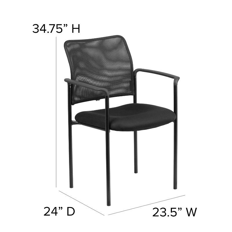 Flash Furniture Comfort Black Mesh Stackable Steel Side Chair with Arms, 4 of 11