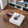 Mshliw Rectangular Coffee Table with Storage Shelf and Marble Finish, Two-Tone Patchwork Cocktail Table for Living Room, Dining Table, Sofa Table - 4 of 4