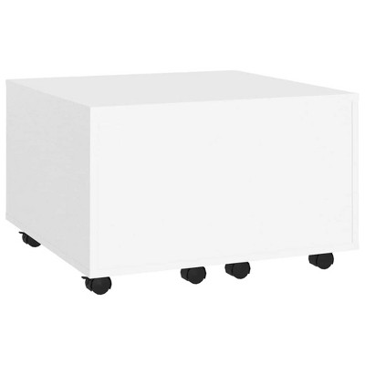 White Rectangular Engineered Wood Coffee Table with Tapered Legs