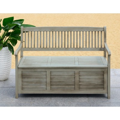 Transitional Gray Acacia Wood Storage Bench - 50"