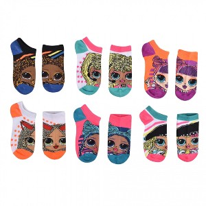 Kids LOL Dolls OMG Fierce Character Faces Ankle Socks 6-Pack - 1 of 4
