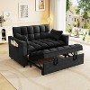 MAYEERTY Sleeper Sofa Couch Pull Out Bed Modern Velvet Convertible Small Love Seat with Pillows Sode Pockets for Small Space Black - 4 of 4