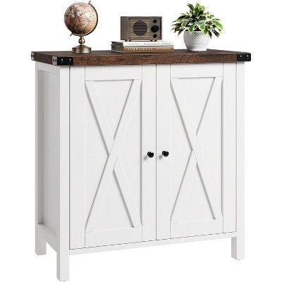 Farmhouse Sideboard Buffet Cabinet with 2 Doors & Adjustable Shelves, Small Accent Console Cupboard for Living Room Dining Room Coffee Bar
