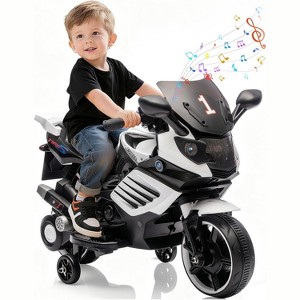 6V Kids Motorcycle, Electric Ride On Car Toy with Training Wheels, Working Headlight, Horn & Music, for Toddler Kids Boys Girls - 1 of 4