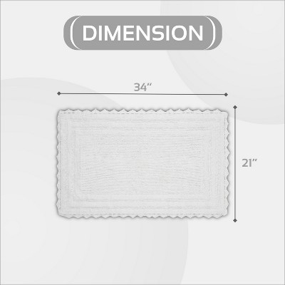 Lilly White Cotton Crochet Tufted Reversible Bath Rug 21" x 34"