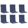 vidaXL Lowback Chair Cushions - 6 Pc Set, Navy Blue Polyester Fabric, Water-Resistant, Soft Foam Fiber Filling, for Outdoor/Indoor Use, 39.4"x19.7" - 3 of 4