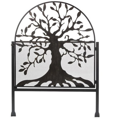Plow & Hearth - Arched Metal Weather-Resistant Garden Gate with Symbolic Tree of Life Design