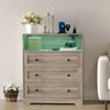 31.5"Small Wood Dresser with 3 Drawers, Wooden Dresser with Charging Station and LED Lights, Narrow Chest of Drawers for Nursery, Bedroom - 4 of 4