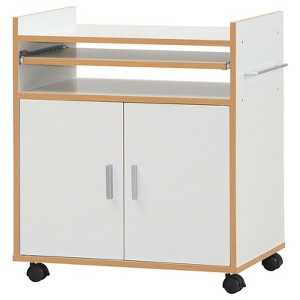 Tangkula Portable Rolling Kitchen Island on Wheels Storage Cart W/ Removable Shelf White - 1 of 4